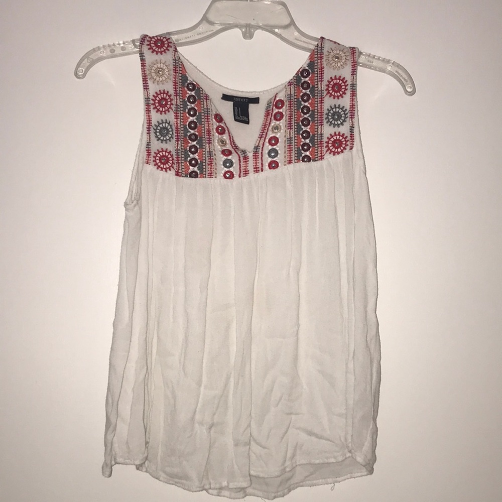 White embroidered tank